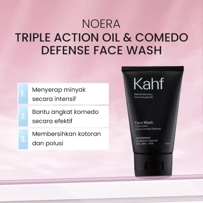 Kahf Triple Action Oil and Comedo Defense Face Wash_Manfaat