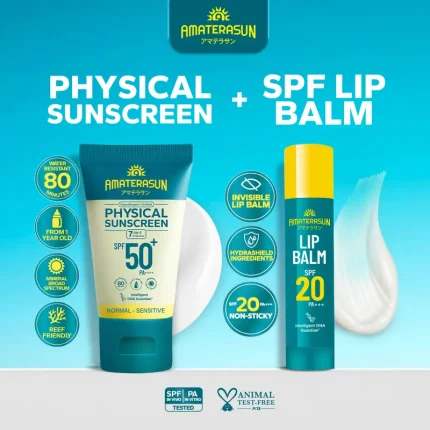 Amaterasun Lip Balm x Physical Sunscreen Real SPF Bundle – Perlindungan Lengkap Buat Kamu!